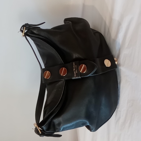 Isaac Mizrahi magnetic clasp large black shoulder bag - Picture 1 of 7